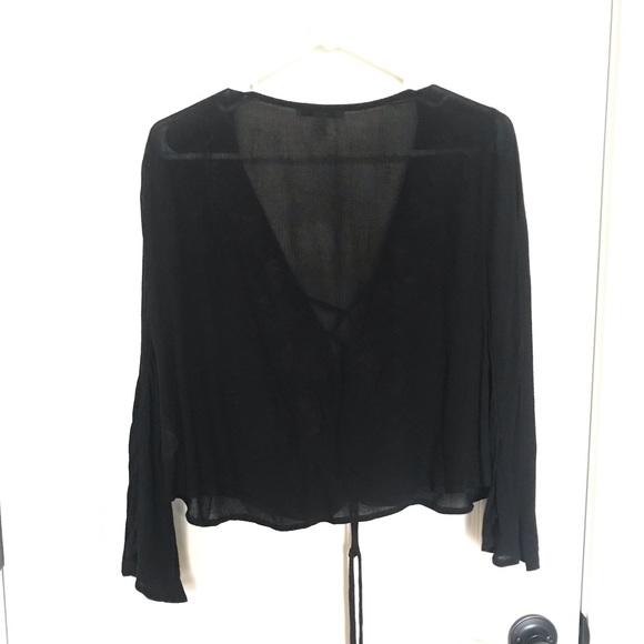 Black tie up front blouse - Picture 5 of 6